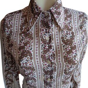 Vintage Women's Small Disco Shirt 1970s Mickey Mouse Kennington Big Collar Rare